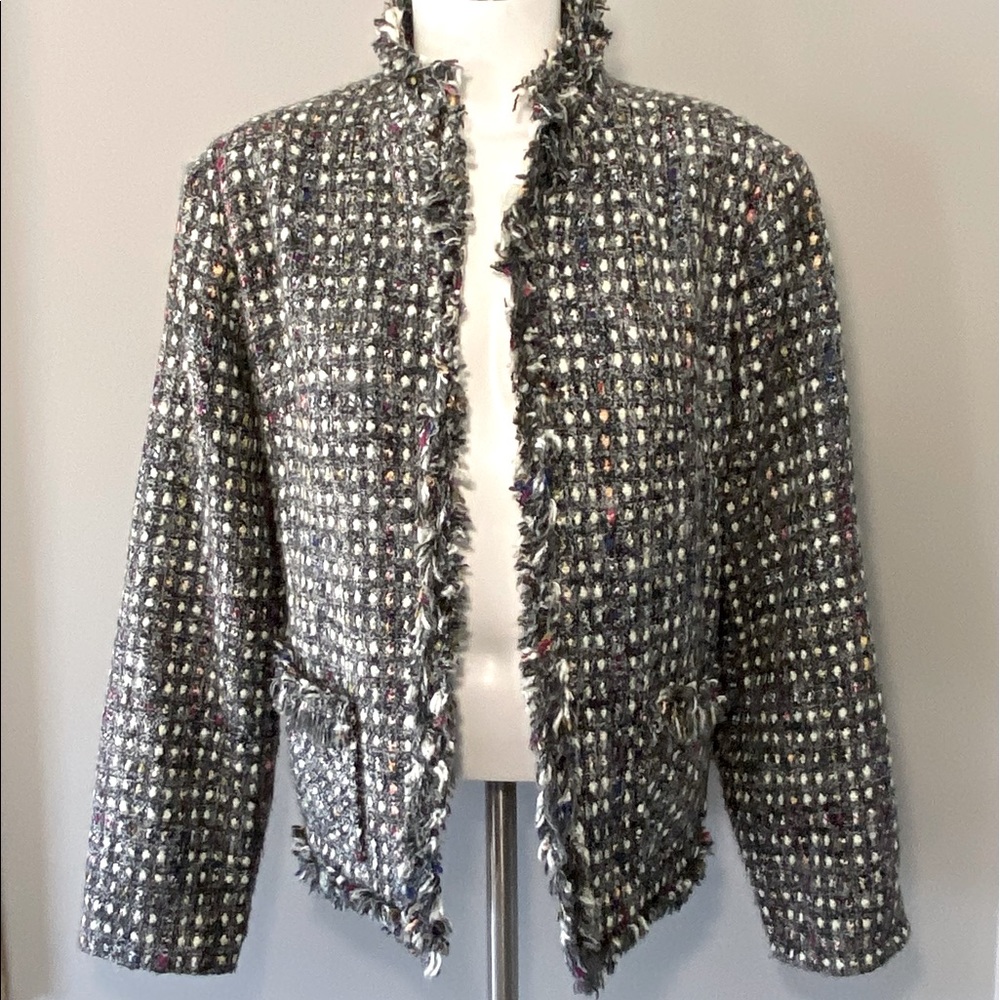 Chicos Ladies Sz 2 Standard Sz 12 Lined Multi Color Jacket Excellent Condition